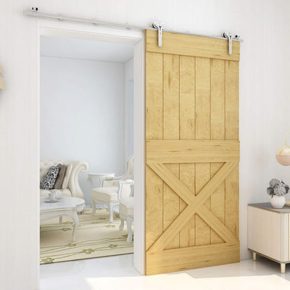 TSMST 183CM/6FT Edelstahl Laufschiene Schiebetürbeschlag für Einzelne Holztüren, Reibungslos und Leise (Y-Form-Aufhänger)