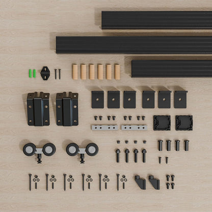 TSMST 8FT/243CM Kastenschiene Schiebetürsystem Komplett-Set Aluminiumlegierung Wandhalterung,Schiebetür Hardware Kit für Schiebetüren glatt und Heavy Duty für Einzeltür