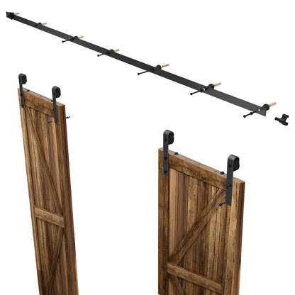 335cm-11FT Schiebetürbeschlag Set Schiebetürsystem Laufschiene Innentüren Trennwände Flaschenzug aus Karbonstahl, für Doppeltür