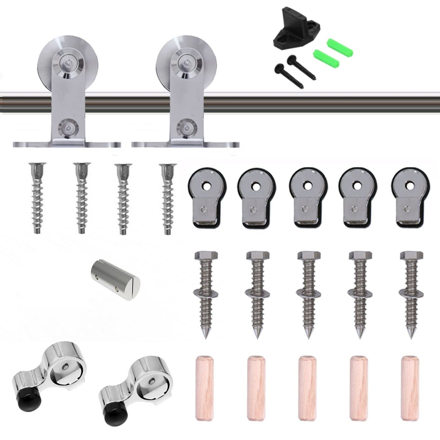 6FT/183CM Sliding Door Track Kit, TSMST Internal Stainless Steel Sliding Barn Wood Door Hardware System for Single Door