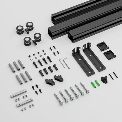 TSMST 200CM/6.6FT Ceiling Mount Sliding Door Track Barn Door Hardware Kit Box Rail Hide Roller Accessory Closet Rail