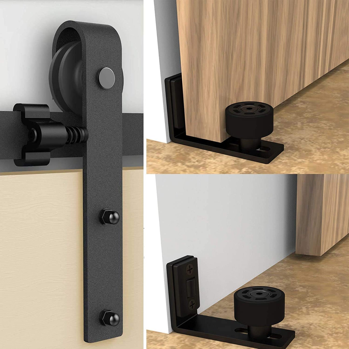 TSMST 305CM/10FT Sliding Door Track Barn Door Hardware Kit Closet Rail Roller Accessory Adjustable Floor Guide