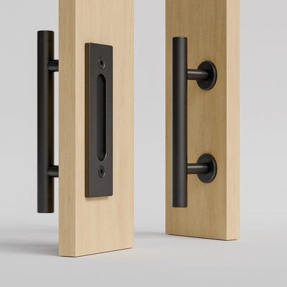 TSMST 24CM Sliding Door Handle Double Sided Barn Door Handle Embedded Invisible Alloy Steel Frosted Black 2PC