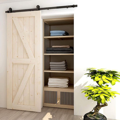 TSMST 5FT/152CM Sliding Door Track Kit, Internal Barn Sliding Wood Doors Rail T Mount Hangers Black for Single Door