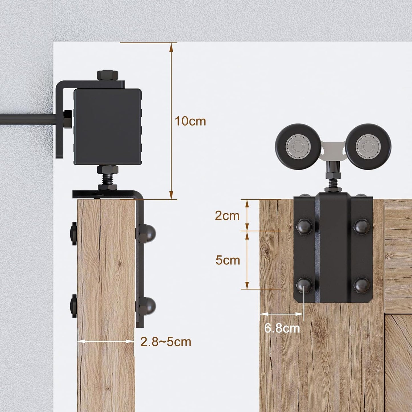 TSMST 6.6FT/200CM Kastenschiene Schiebetürsystem Komplett-Set Aluminiumlegierung Wandhalterung,Schiebetür Hardware Kit für Schiebetüren glatt und Heavy Duty für Einzeltür