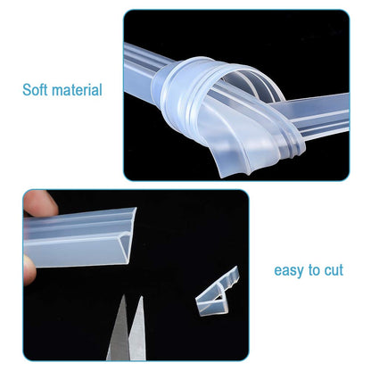TSMST Glass Shower Door Seal Strip,120 Inch Soft Shower Door Sweep Seal Strip to Stop Leaks for 3/8" Framelss Glass Door,Style 1