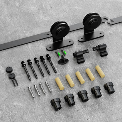 TSMST 6.6FT (200cm) Sliding Door System, Hardware for Sliding Door Kit for Black Rail Barn for Single Door, T Shape, black