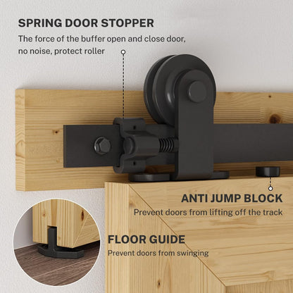 TSMST 122CM/4FT Sliding Door Track Barn Door Hardware Kit Closet Rail Roller Accessory T Shape