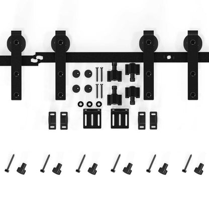 TSMST 5FT/152CM Cabinet Mini Sliding Barn Door Hardware Kit, Double Barn Door Track Set, Apply for Storage Window TV Stand,J Shape(No Cabinet)