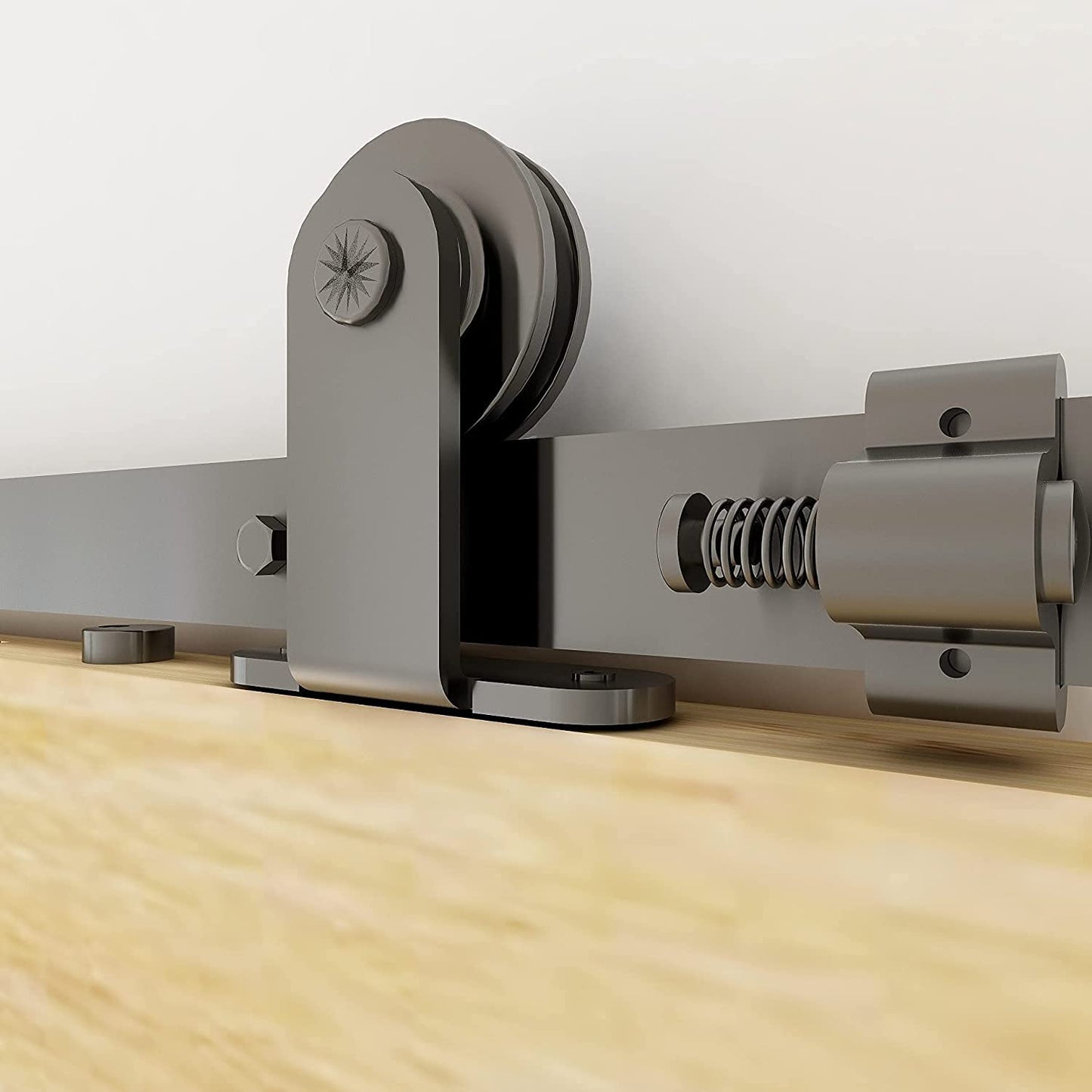 TSMST 5FT/152CM Sliding Door Track Kit, Internal Barn Sliding Wood Doors Rail T Mount Hangers Black for Single Door