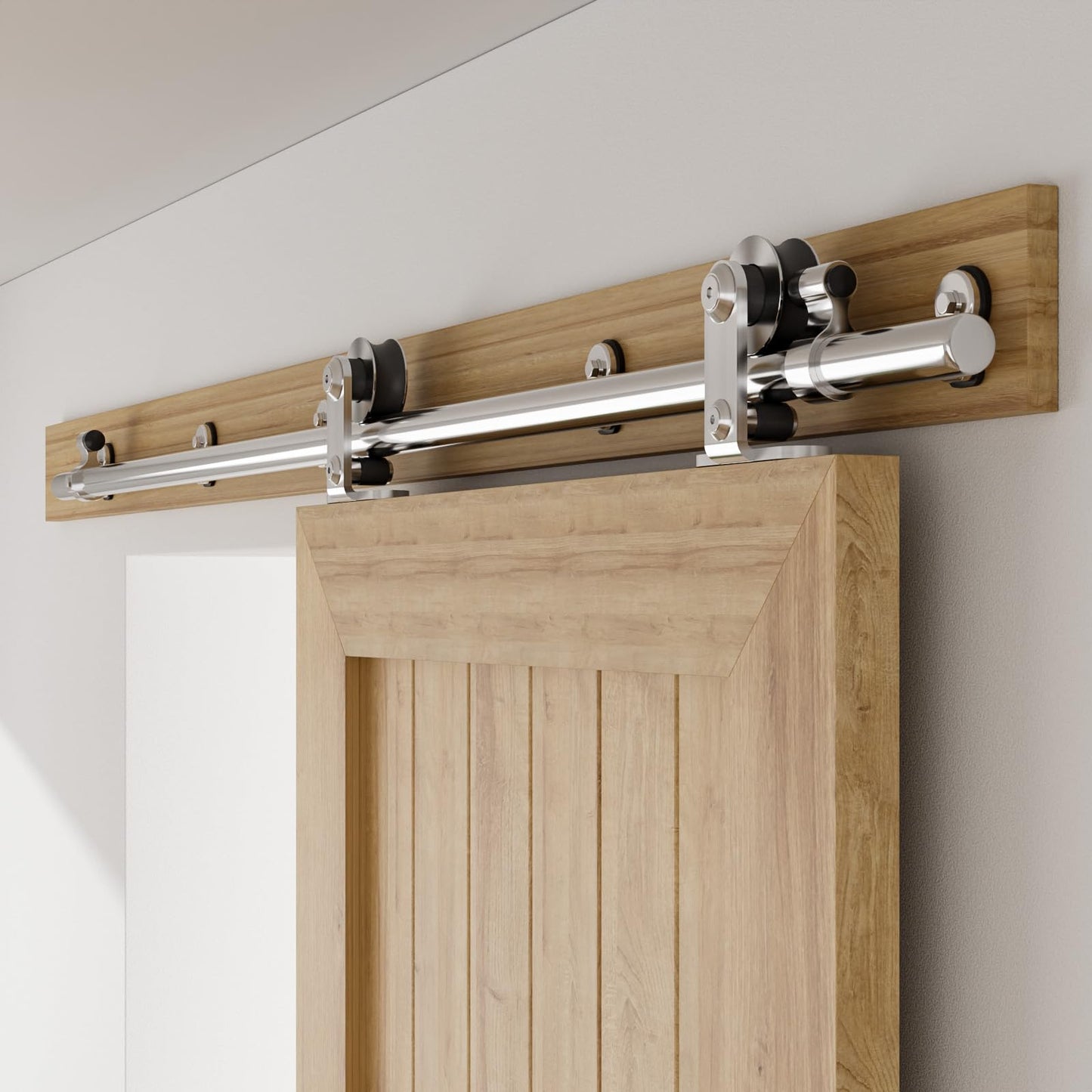 TSMST 183CM/6FT Sliding Barn Door Hardware Kit Track Roller Closet Rail Accessory Stainless Steel