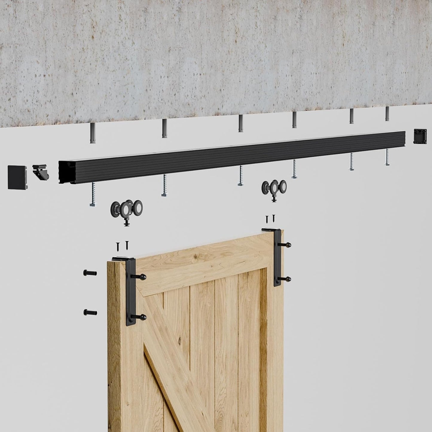 TSMST 244cm Deckenmontage Schiebetürsystem Komplett-Set Schiebetür Set schiene laufschienen mit schiebetürbeschlag