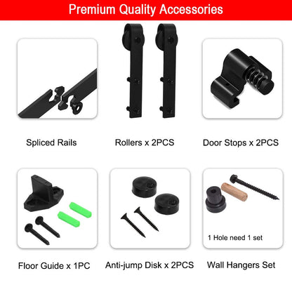 213cm/7FT Schiebetürbeschlag Set Schiebetürsystem Zubehörteil für Schiebetüren Innentüren, Schwarz/Sliding Barn Door Hardware Kit