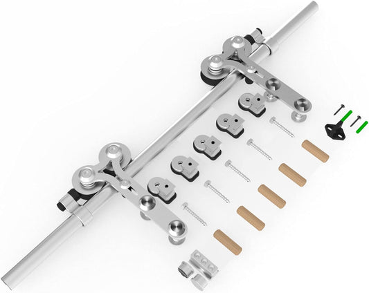 TSMST 200cm/6.6ft Edelstahl Laufschiene Schiebetürbeschlag für Einzelne Holztüren, Reibungslos und Leise (Y-Form-Aufhänger)