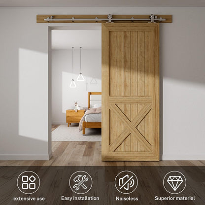 TSMST 152CM/5FT Sliding Barn Door Hardware Kit Track Roller Closet Accessory for Single Door Stainless Steel Kit