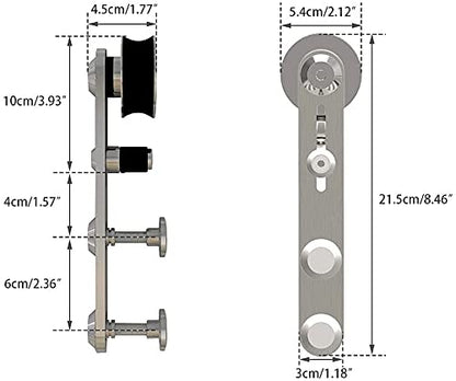 6FT/183cm Interior Stainless Steel Sliding Barn Single Door Hardware Track Roller Flat Hanger Rail Kit For Wood Door