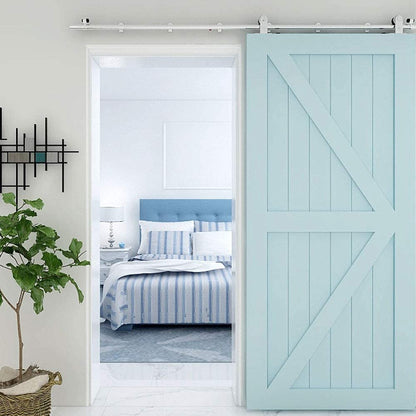 TSMST 6.6FT/203CM Sliding Door Track Kit, Single Door Hardware System, Stainless Steel, Rustic Style