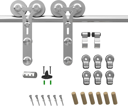 6FT Sliding Barn Door Hardware Kit, Stainless Steel Track for Single Door, Smoothly and Quietly, Fit 36" Door Panel(Y Shape Hanger)