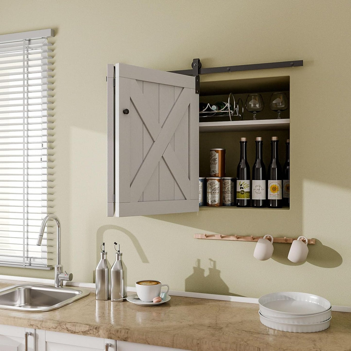 TSMST 2.5ft/76.3cm Bi-Falte Cabinet Mini Schiebetür Hardware Kit, Single Barn Door Track Set, Bewerben Sie sich für Speicher Fenster TV Stand Schrank (kein Schrank)