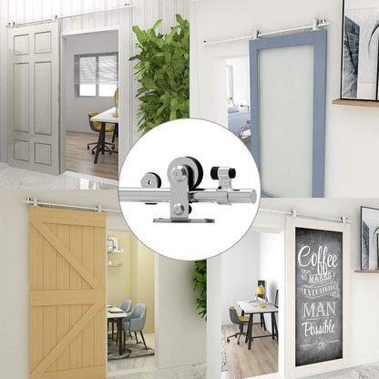 TSMST 6.6FT/203CM Sliding Door Track Kit, Single Door Hardware System, Stainless Steel, Rustic Style