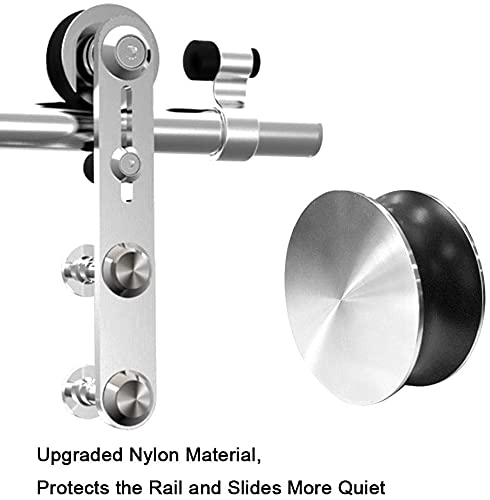 5FT/152cm Interior Stainless Steel Sliding Barn Single Door Hardware Track Roller Flat Hanger Rail Kit For Wood Door