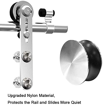 5FT/152cm Interior Stainless Steel Sliding Barn Single Door Hardware Track Roller Flat Hanger Rail Kit For Wood Door