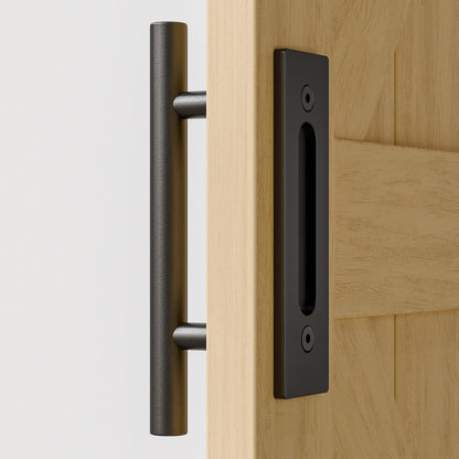 TSMST 30CM Sliding Door Handle Double Sided Barn Door Handle Embedded Invisible Alloy Steel Frosted Black