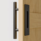 TSMST 30CM Sliding Door Handle Double Sided Barn Door Handle Embedded Invisible Alloy Steel Frosted Black