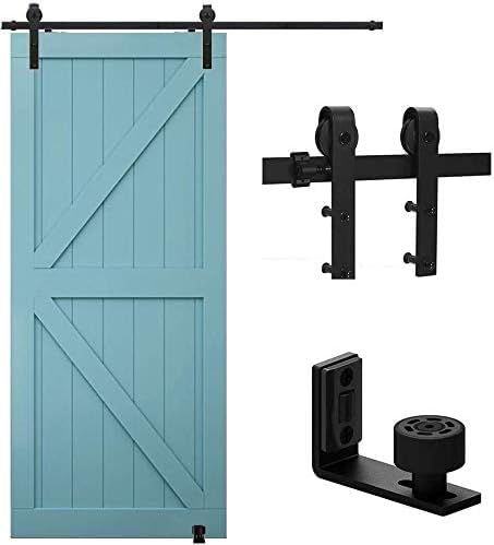 TSMST 170CM/5.6FT Sliding Door Track Barn Door Hardware Kit Closet Rail Roller Accessory Adjustable Floor Guide