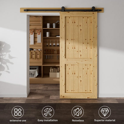 TSMST 183CM/6FT Schiebetürbeschläge Schiebetüren Schiebetürsystem Komplettset Laufschiene Rollen Set T-Form