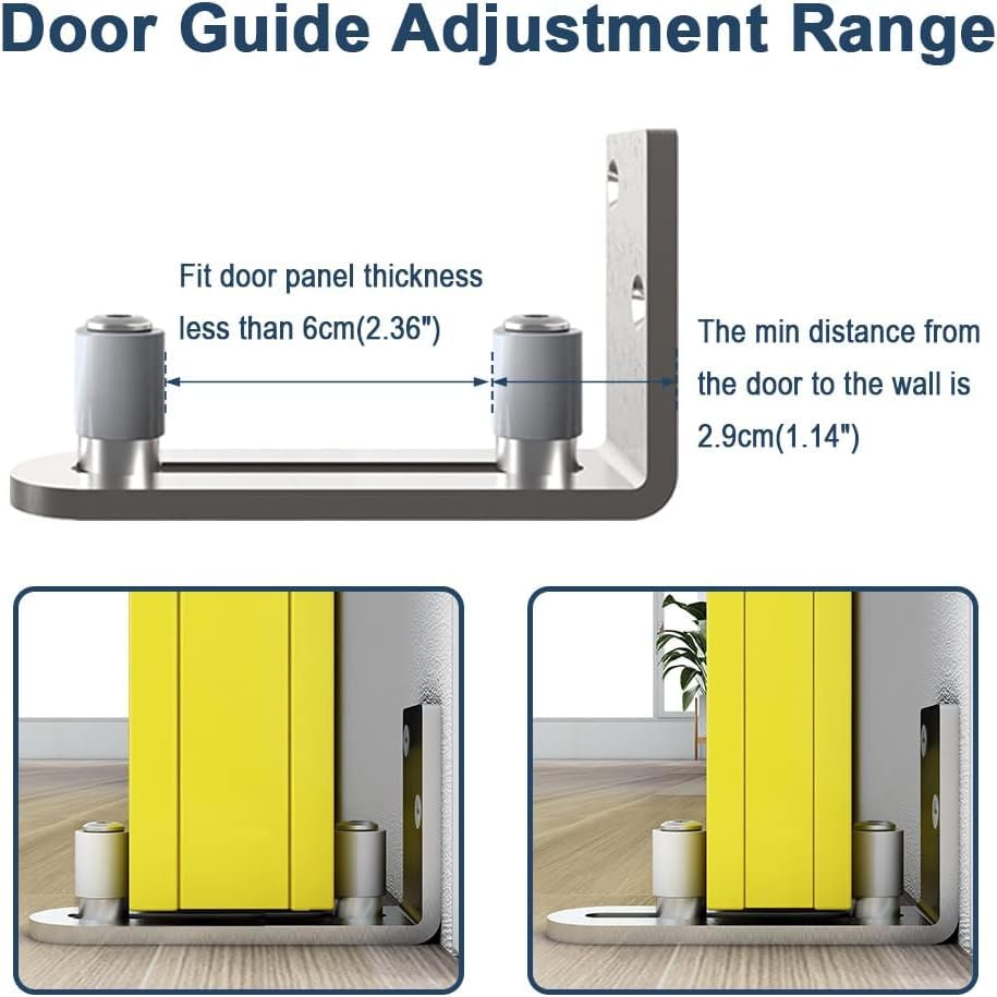 TSMST Adjustable Floor Guide Sliding Barn Door Wall/Door Bottom Guide Stainless Steel Style（1PC)