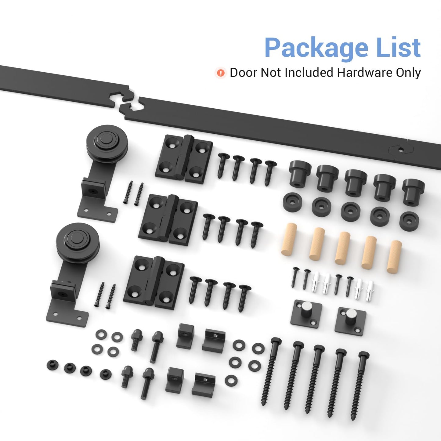 TSMST 100CM/3.3FT Bi-Folding Sliding Barn Door Hardware Kit, Heavy Duty Sturdy Barn Door Track Set, Smoothly and Quietly, for 2 Doors [Hardware Kit Only, No Door ]