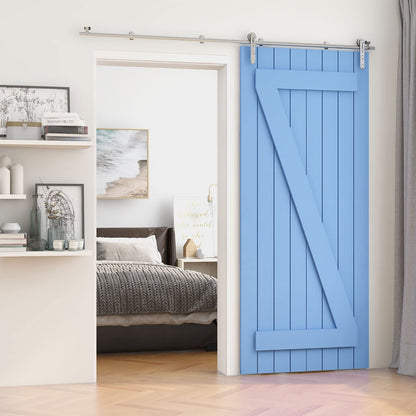 TSMST 6FT Sliding Barn Door Hardware Kit, Stainless Steel Heavy Duty Sturdy Barn Door Track for Single Wood Door, Slide Smoothly Quietly (I Style)