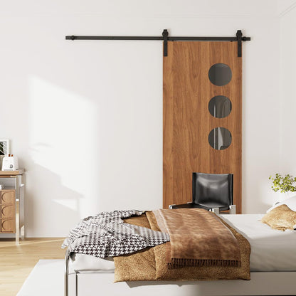 TSMST 244CM/8FT Sliding Door Track Barn Door Hardware Kit Closet Rail Roller Accessory Adjustable Floor Guide