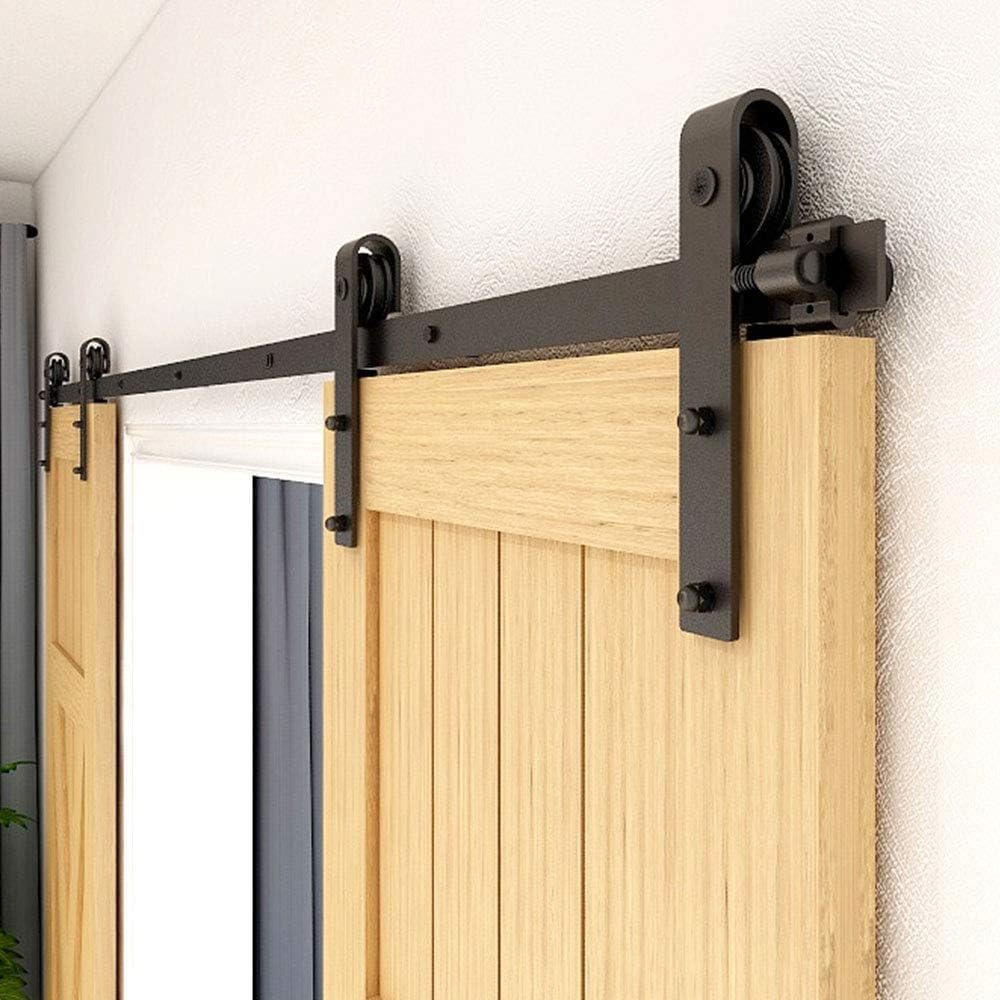 TSMST 200CM/6.6FT Sliding Barn Door Hardware Kit Track Roller Closet Accessory for Double Door