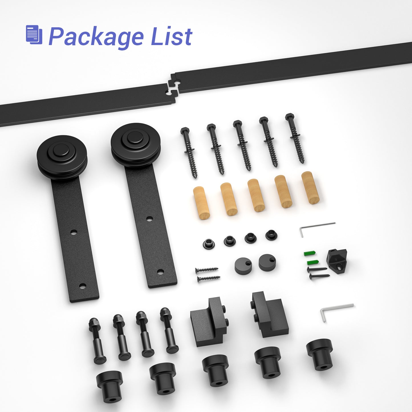 TSMST 6.7FT/202cm Schiebetürsystem Komplett-Set für Schiebetüren,Schwarz Schienen-Kit Passend für eine einzelne Holztür, J-Form