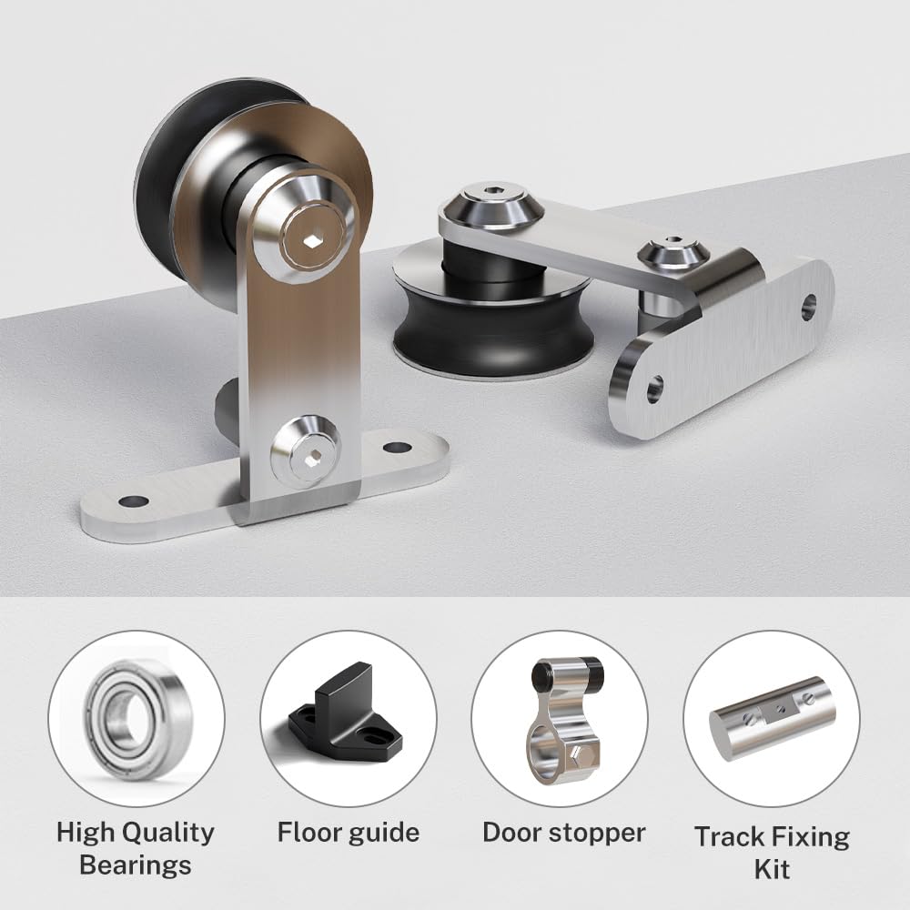 TSMST 244CM/8FT Sliding Barn Door Hardware Kit Track Roller Closet Rail Accessory Stainless Steel