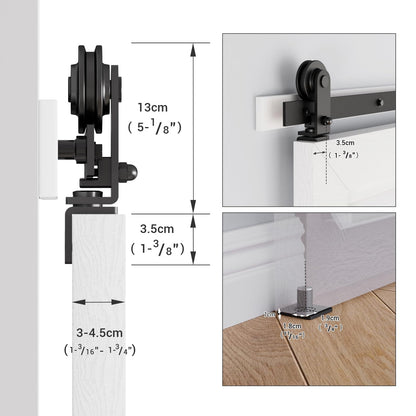 TSMST 150CM/5FT Bi-Folding Sliding Barn Door Hardware,Quietly Simple and Easy to Install for 4 Doors Hardware Kit, Applicable to Door Openings 120-130CM [T Style No Door ]