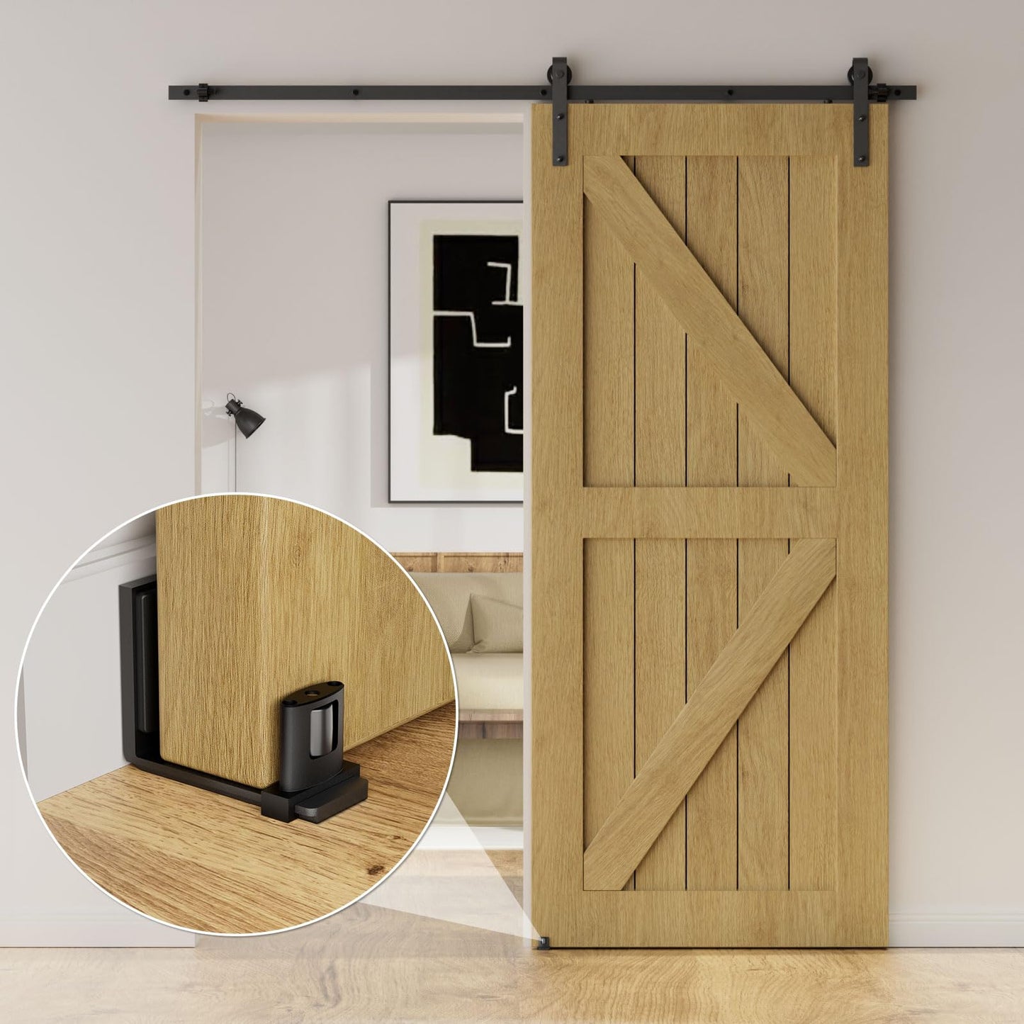 TSMST Adjustable Floor Guide Wall/Door Bottom Guide Sliding Barn Door Hardware Black