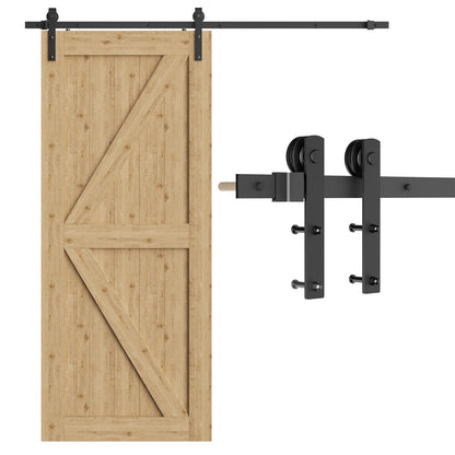 TSMST 6.7FT/202cm Schiebetürsystem Komplett-Set für Schiebetüren,Schwarz Schienen-Kit Passend für eine einzelne Holztür, J-Form