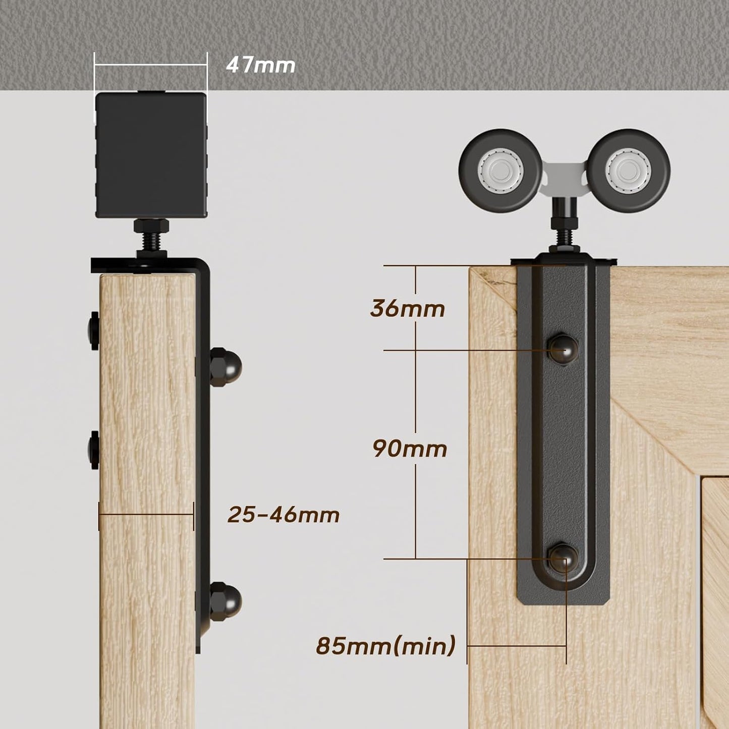 TSMST 200CM/6.6FT Ceiling Mount Sliding Door Track Barn Door Hardware Kit Box Rail Hide Roller Accessory Closet Rail