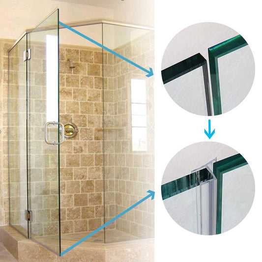 TSMST Glass Shower Door Seal Strip,120 Inch Soft Shower Door Sweep Seal Strip to Stop Leaks for 3/8" Framelss Glass Door,Style 1