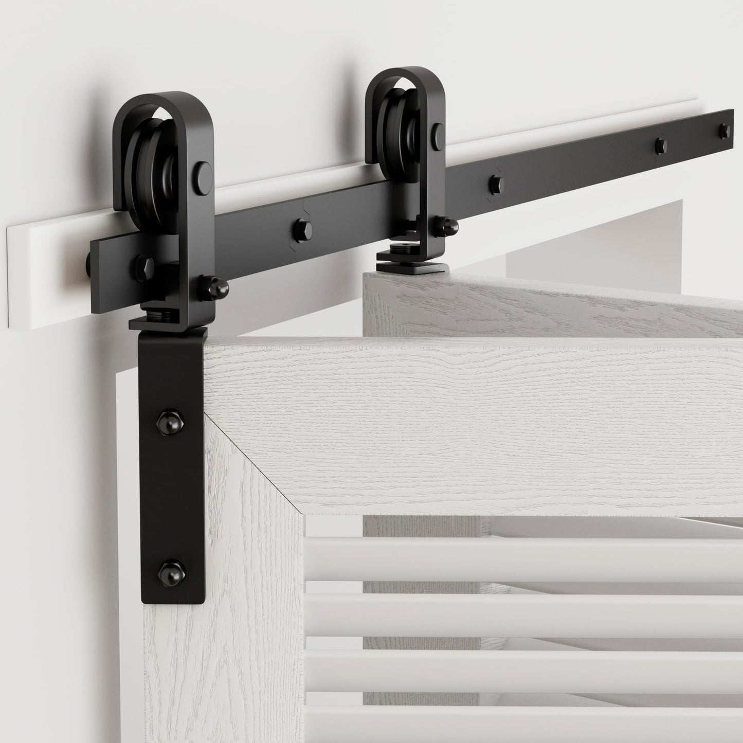 TSMST 150CM/5FT Bi-Folding Sliding Barn Door Hardware Kit, Heavy Duty Sturdy Barn Door Track Set, Smoothly and Quietly, Fits 2 Doors (No Door)