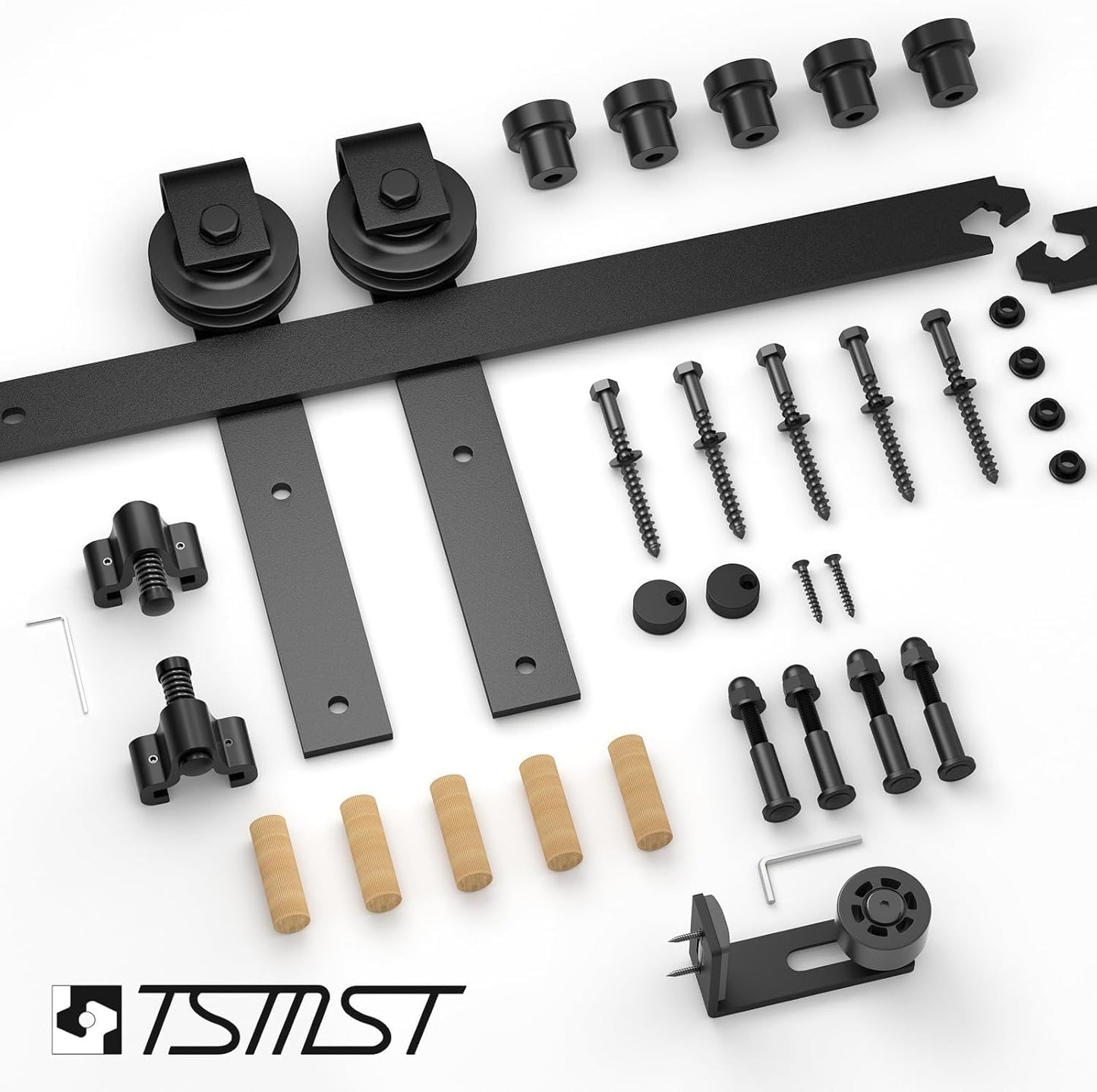 TSMST 122CM/4FT Sliding Door Track Barn Door Hardware Kit Closet Rail Roller Accessory Adjustable Floor Guide