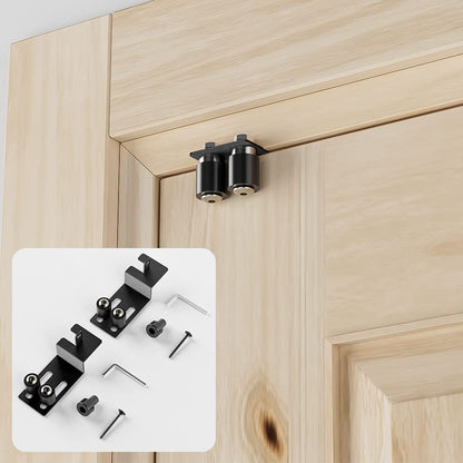 TSMST Child Proof Door Top Lock, Security Door Lock with Double Adjustable Roller, Prevent Scratch Door, Solid and Safety, Black, 1 PCS