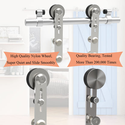 TSMST 6FT Sliding Barn Door Hardware Kit, Stainless Steel Heavy Duty Sturdy Barn Door Track for Single Wood Door, Slide Smoothly Quietly (I Style)