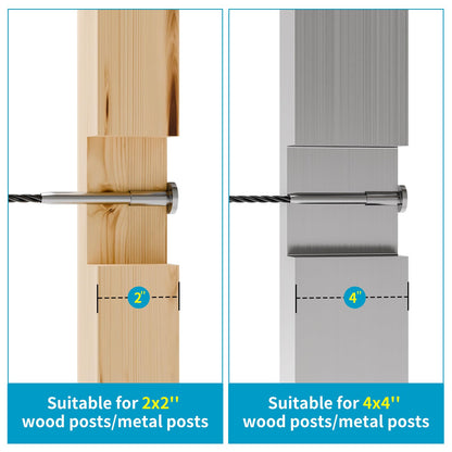 40 Pack 1/8" Stainless Steel Invisible Receiver and Swage Stud End Cable Railing, Deck Stair Threaded End Fitting for Wood & Metal Post, T316 Marine Grade Stainless Steel