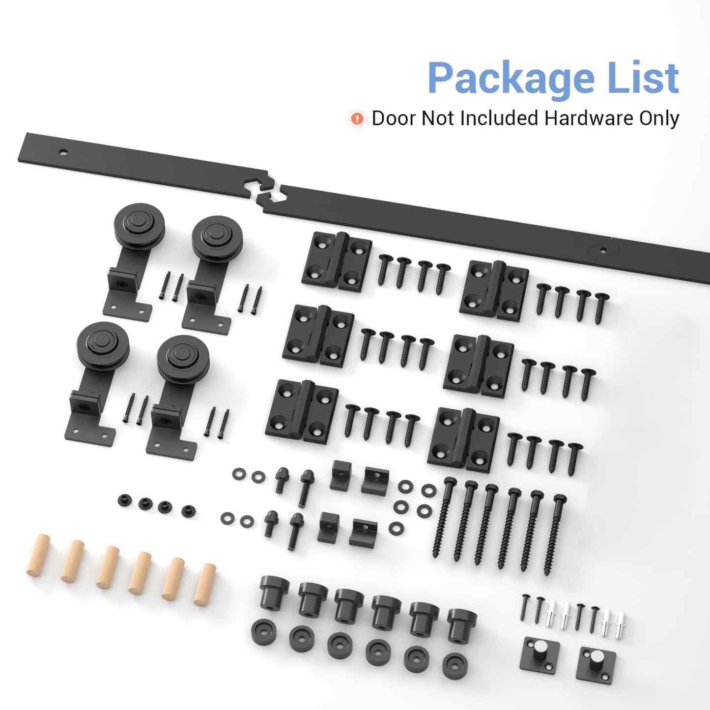 TSMST 150CM/5FT Bi-Folding Sliding Barn Door Hardware,Quietly Simple and Easy to Install for 4 Doors Hardware Kit, Applicable to Door Openings 120-130CM [T Style No Door ]