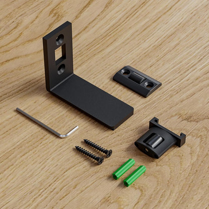 TSMST Schiebetür-Bodenführung,verstellbare Scheunentorführung,schwarz,Scheunentor-Rolle für max.4.8cm dicke Tür,Scheunentor-Bodenrolle,Wandhalterung,Aluminium