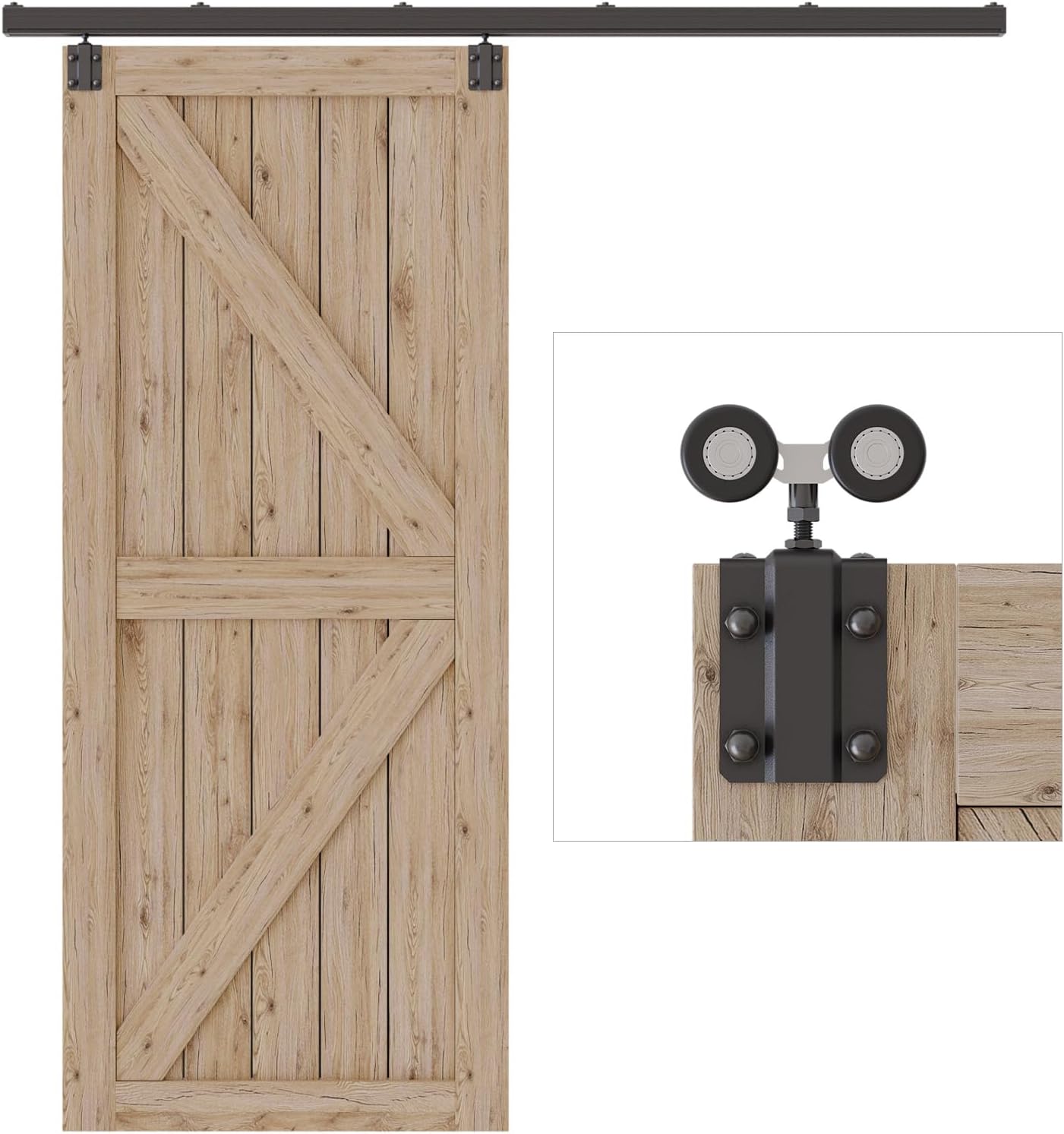 TSMST 5FT/153CM Kastenschiene Schiebetürsystem Komplett-Set Aluminiumlegierung Wandhalterung,Schiebetür Hardware Kit für Schiebetüren glatt und Heavy Duty für Einzeltür